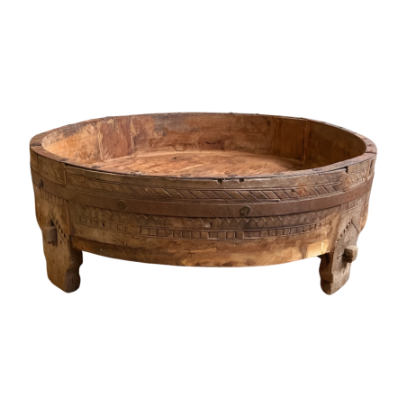 Antieke houten chakki/tafel (5043) +/-D75 H35cm