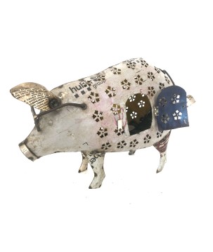 Iron pig candleholder 50x36cm