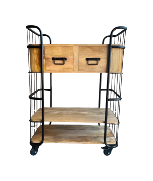 Rollwagen mit 2 Schubladen schwarzer Rahmen 84x40H110cm (5377)