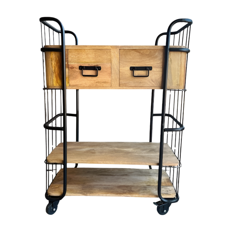 Rollwagen mit 2 Schubladen schwarzer Rahmen 84x40H110cm (5377)