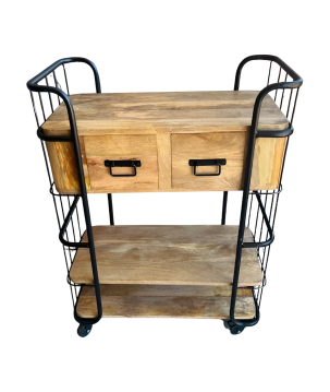 Rollwagen mit 2 Schubladen schwarzer Rahmen 84x40H110cm (5377)