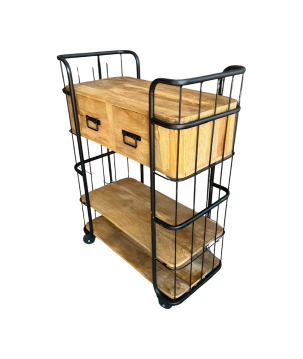 Rollwagen mit 2 Schubladen schwarzer Rahmen 84x40H110cm (5377)