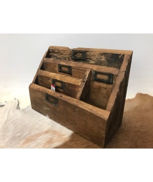 Wooden organizer raw wood(5476) 34x13H25cm