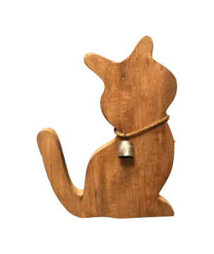 Kat oud hout M H36 cm (5815)
