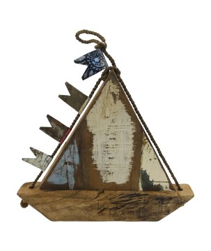 Boot oud hout M H31 cm (5819)