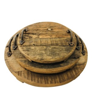 Tablett rundes altes Holz D27 (3016)