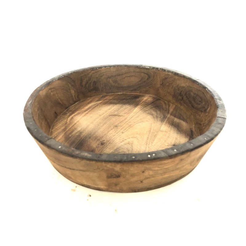 Kom hout/ijzer D22cm. (3397)