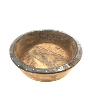 Kom hout/ijzer D22cm. (3397)