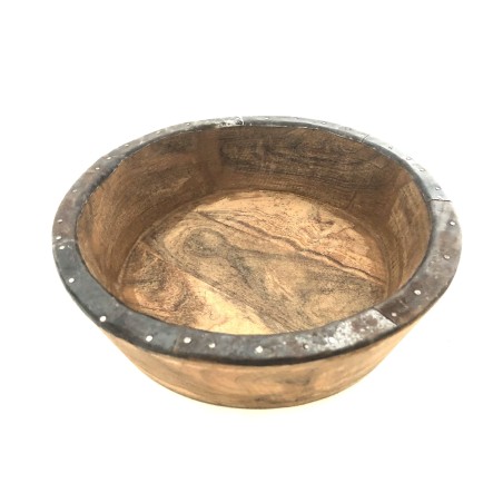 Schüssel aus Holz/Eisen D28cm. (3398)