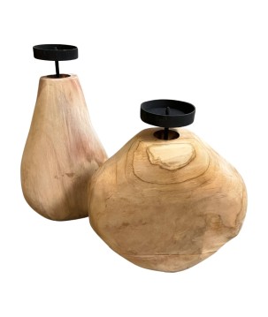 Kerzenvase aus Teak 19x9H28 cm (3777)
