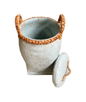 Mand met deksel bamboe blauw (3857)