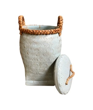 Mand met deksel bamboe blauw (3857)