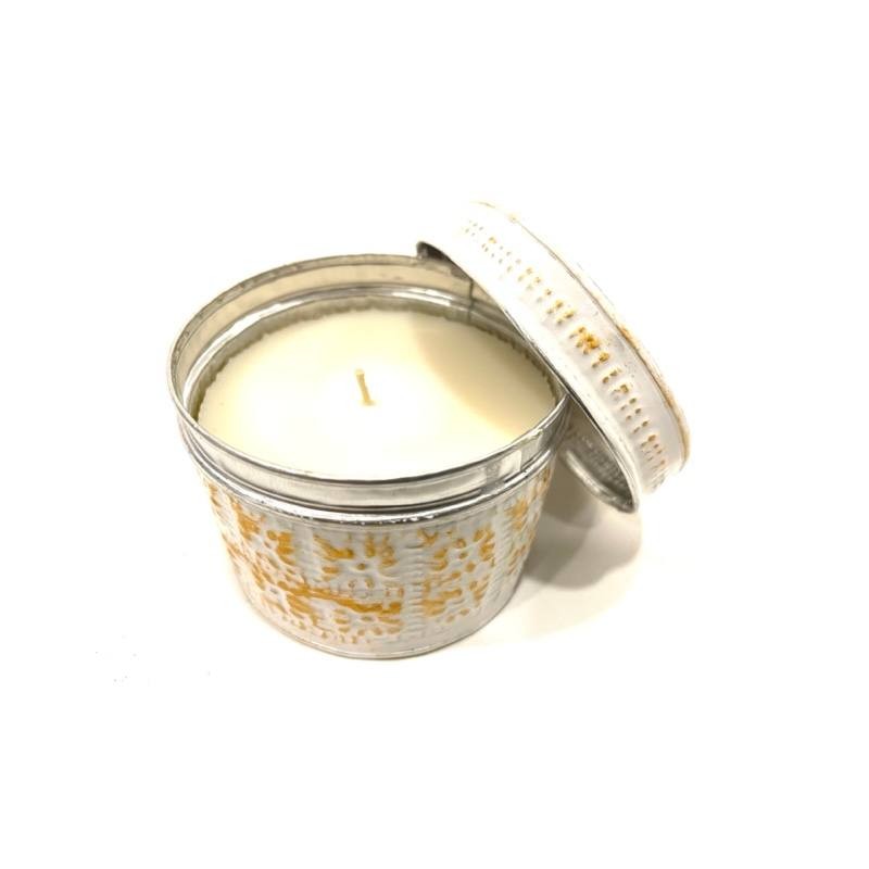 Can with candle wh/gold (80003)