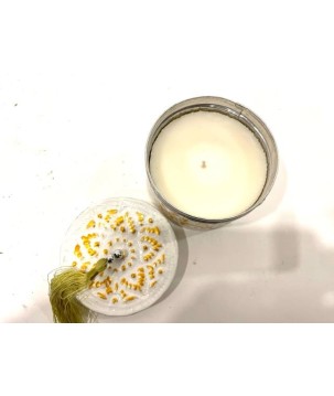 Can with candle wh/gold (80003)