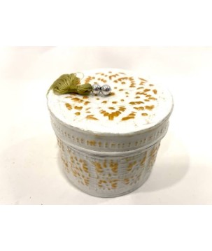 Can with candle wh/gold (80003)