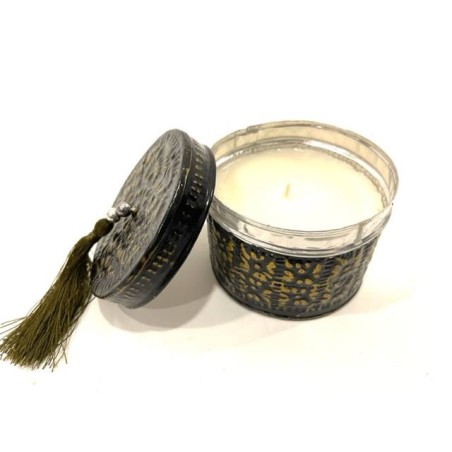 Blik met kaars bl/goud (80004)