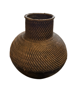 Vaas rattan/hout bruin H48 cm (80064)