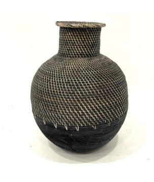 Vase aus Rattan/Holz S H40 cm (80065)