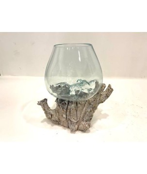 Glass on wood D25cm (80074)