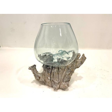 Glas auf Holz D25 cm (80074)