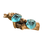 Waxinehouder glas op hout (80075)