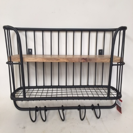 Wallshelve iron/wood 65x37x17cm black (5166)