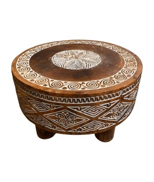 Round table carved D60H35cm(80406)
