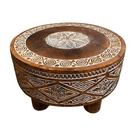 Round table carved D60H35cm(80406)