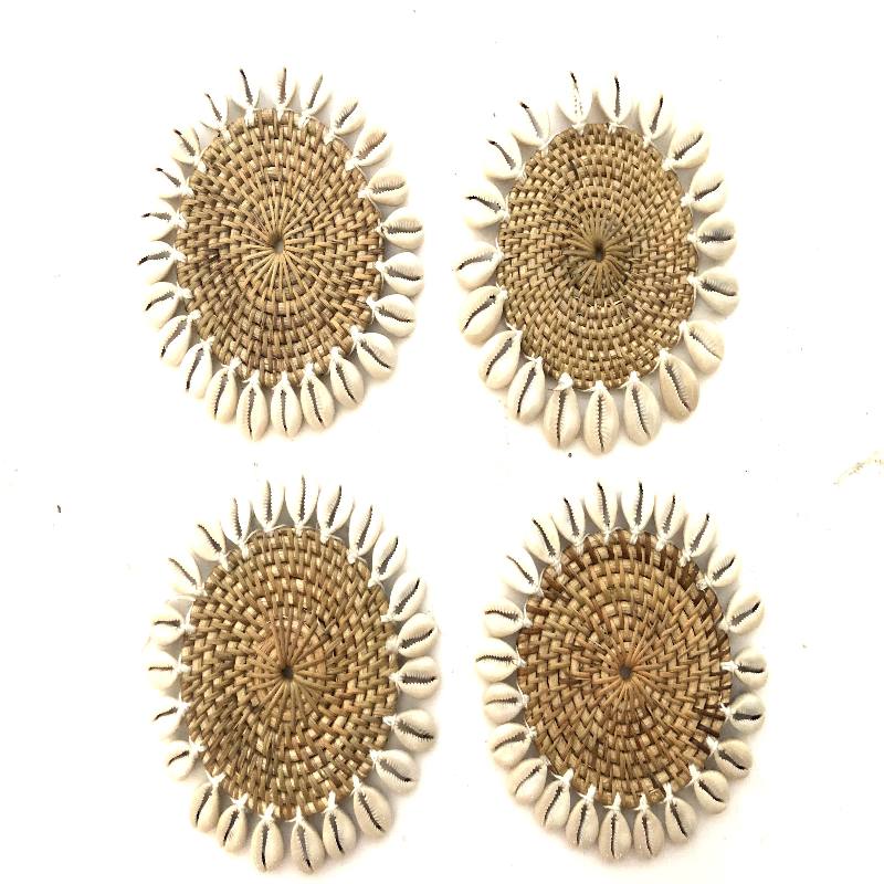 Coaster w. shell naturel S/4 (3480)
