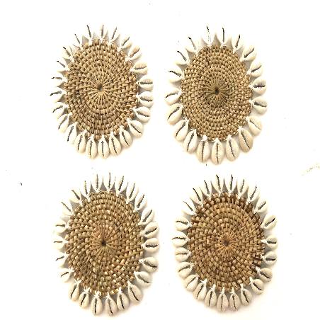 Coaster w. shell naturel S/4 (3480)