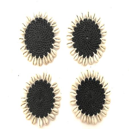Coaster w. shell black S/4(3481)