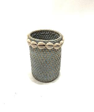 Pot rattan shell 10x12cm black (3483)
