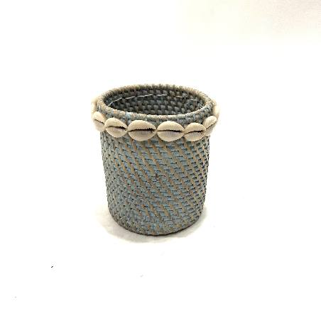 Pot rattan shell 10x12cm black (3483)