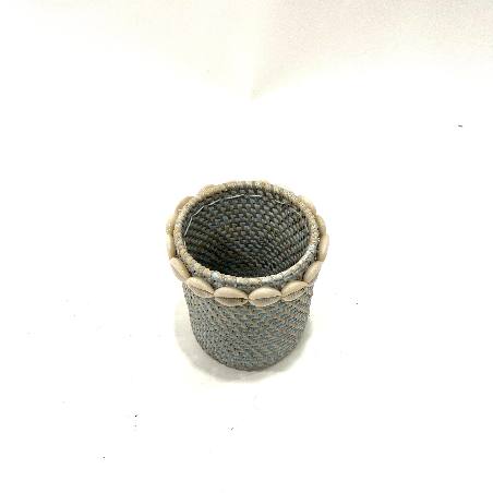 Pot rattan shell 10x12cm blue(3483)