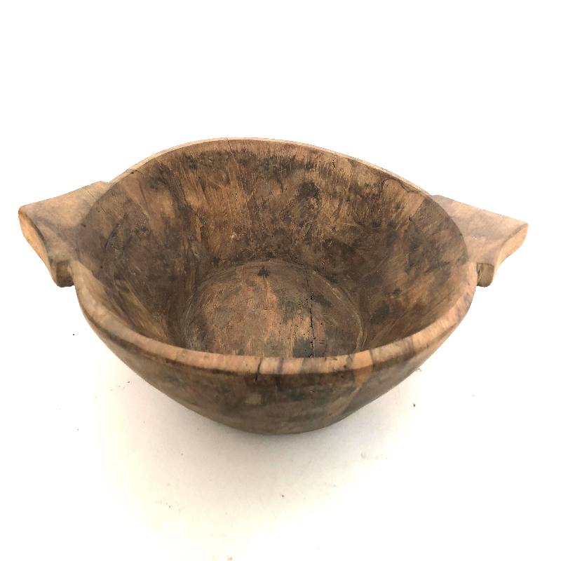 Oude houten schildpadkom Groot (7810)