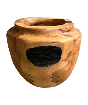 Teakhouten vaas L D25H23cm (80469)