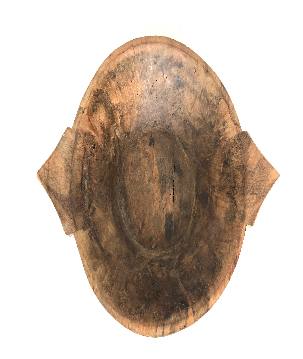Wooden bowl with handle (7810) +/- 40x30cm