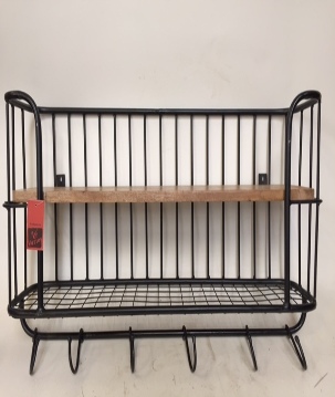 Wallshelve iron/wood 80x40x20cm black