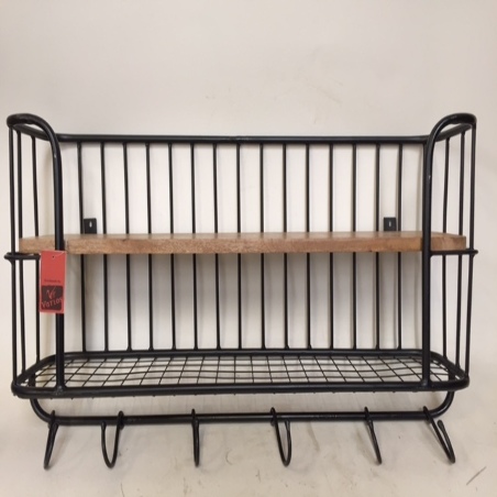 Wallshelve iron/wood 80x40x20cm black (5164)