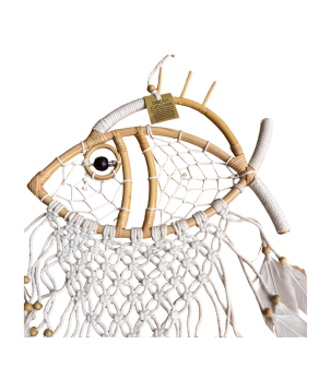 Vis macramé/rotan 35x28 cm (80632)