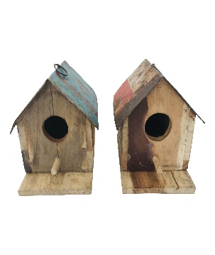 Birdhouse iron/wood 20x20cm (5252)
