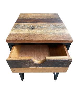 Bedside Max old w. black 1-dr.(3786)