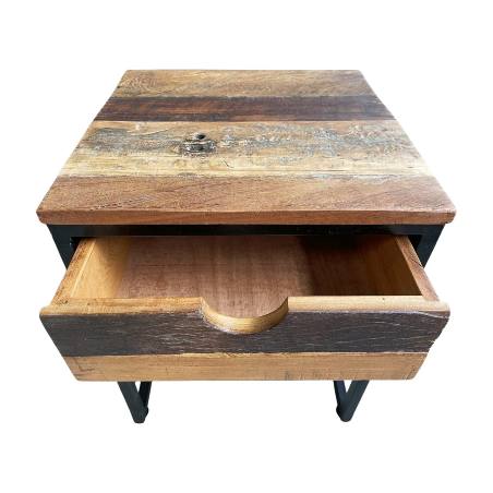 Bedside Max old w. black 1-dr.(3786)