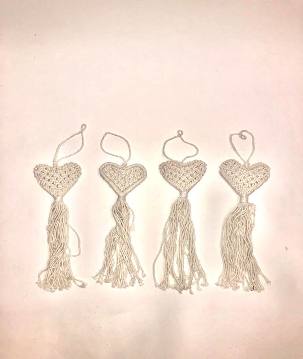Heart hanger macramé S/4 (3817)