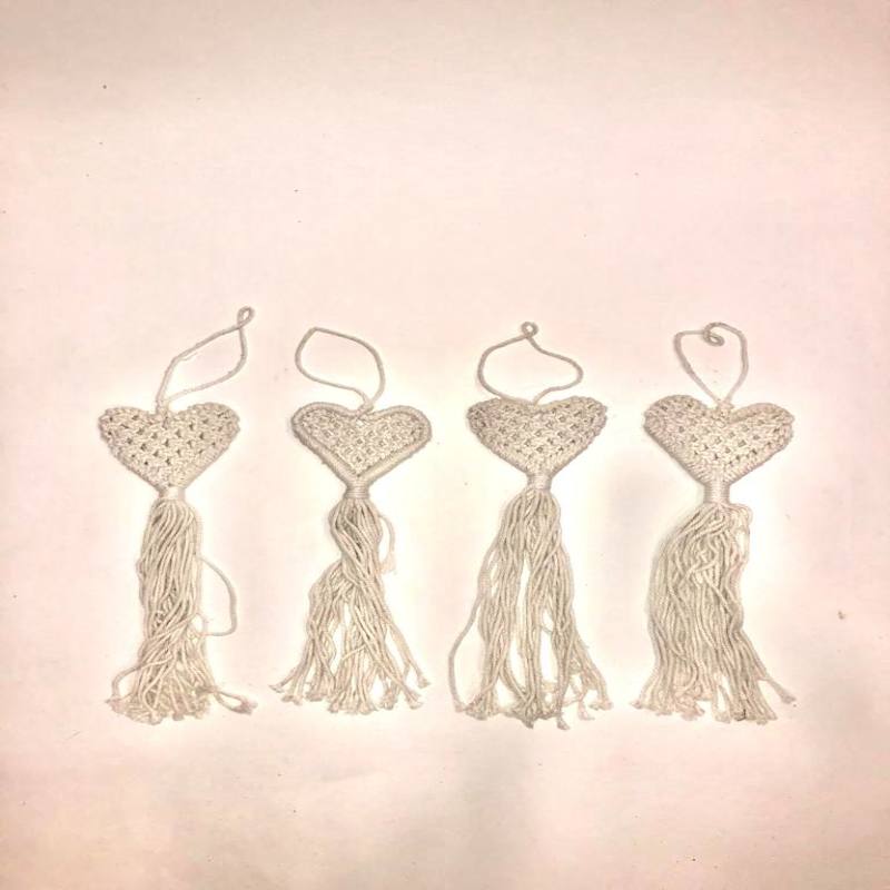 Heart hanger macramé S/4 (3817)