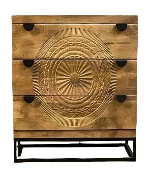 Cabinet carving 3-draw. naturel (3832)