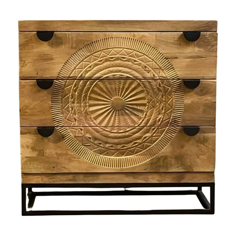 Cabinet carving 3-draw. naturel (3832)
