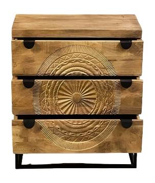 Cabinet carving 3-draw. naturel (3832)