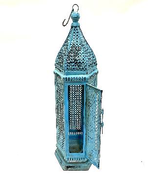 Lantern iron turq. H76cm (3847)