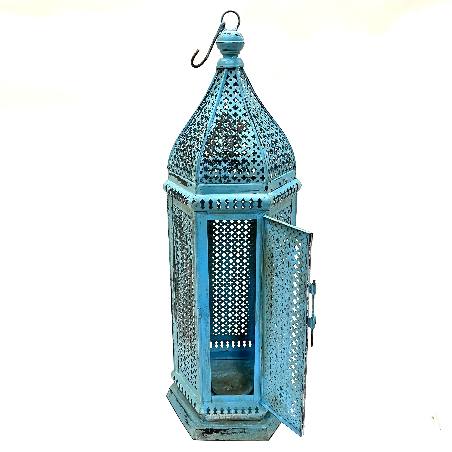 Lantern iron turq. H76cm (3847)